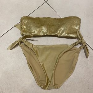 Xhilaration Gold Sequin Bikini Set